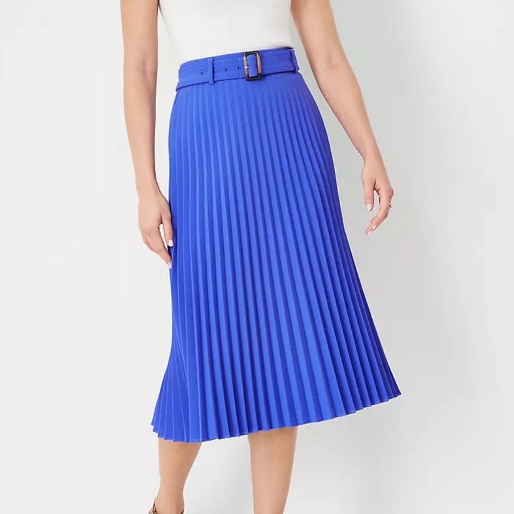 Ann Taylor Belter Pleated Midi Skirt